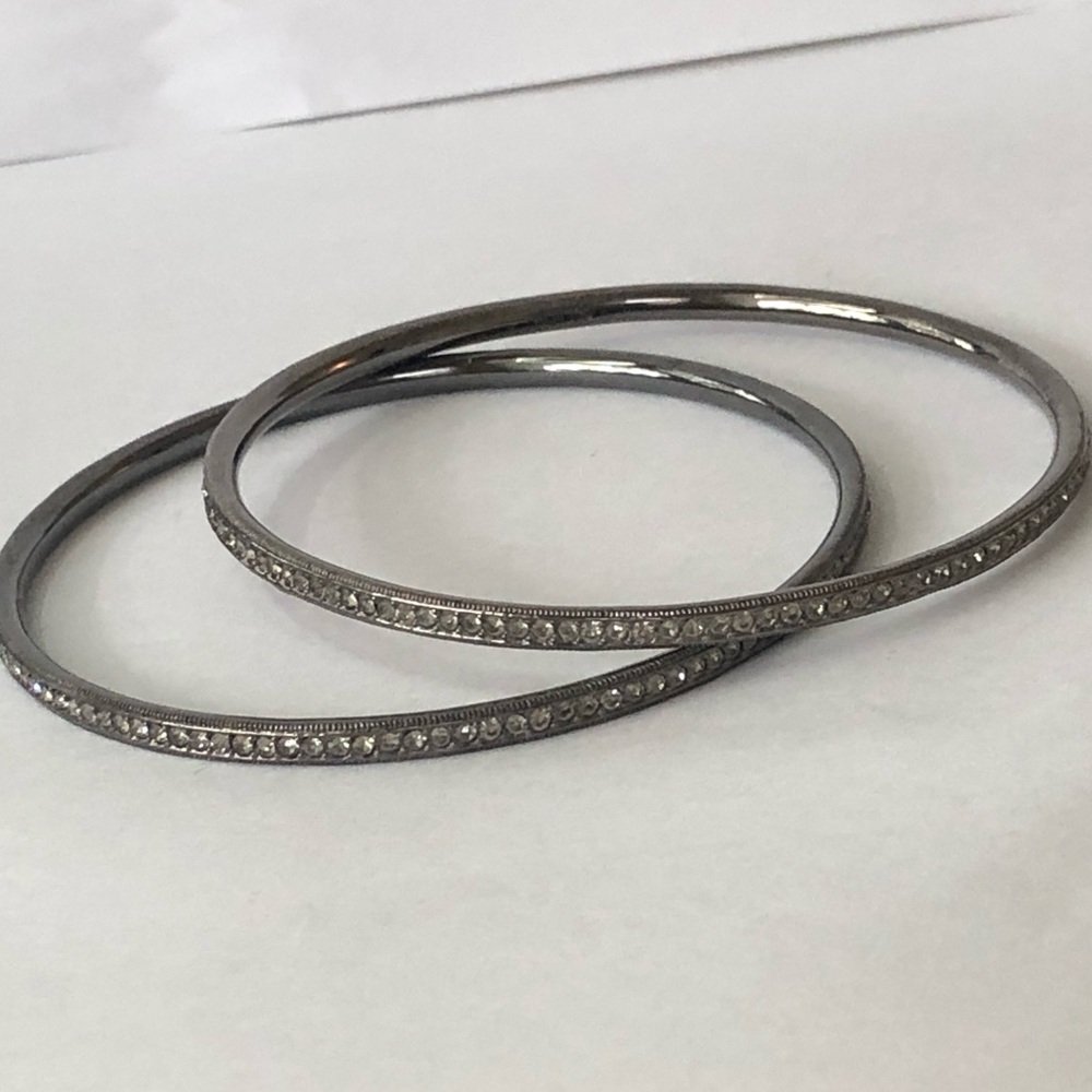 X2 Nadri Bangle Bracelet Gunmetal Dark Gray Silver